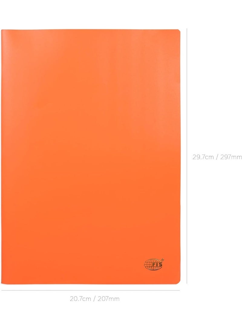 FIS® Notebook, Soft Cover PP Materials, Size A4(210x297mm), Single Line Ruling, 80 Sheets, 160 Pages, 2 Round Edges, Packet of 5 Pieces, Neon Orange Color-FSNBA4SLPPNOR - Image 2